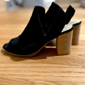 Cole Haan Womens Callista Open Toe Slingback Suede BOOTIES W16048 Black